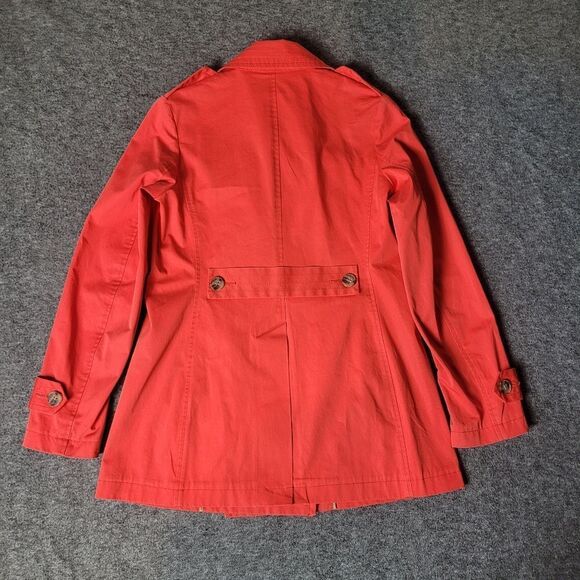 Theory Trench Coat Womens Size P Petite Double Breasted Orange Jacket - Picture 2 of 14